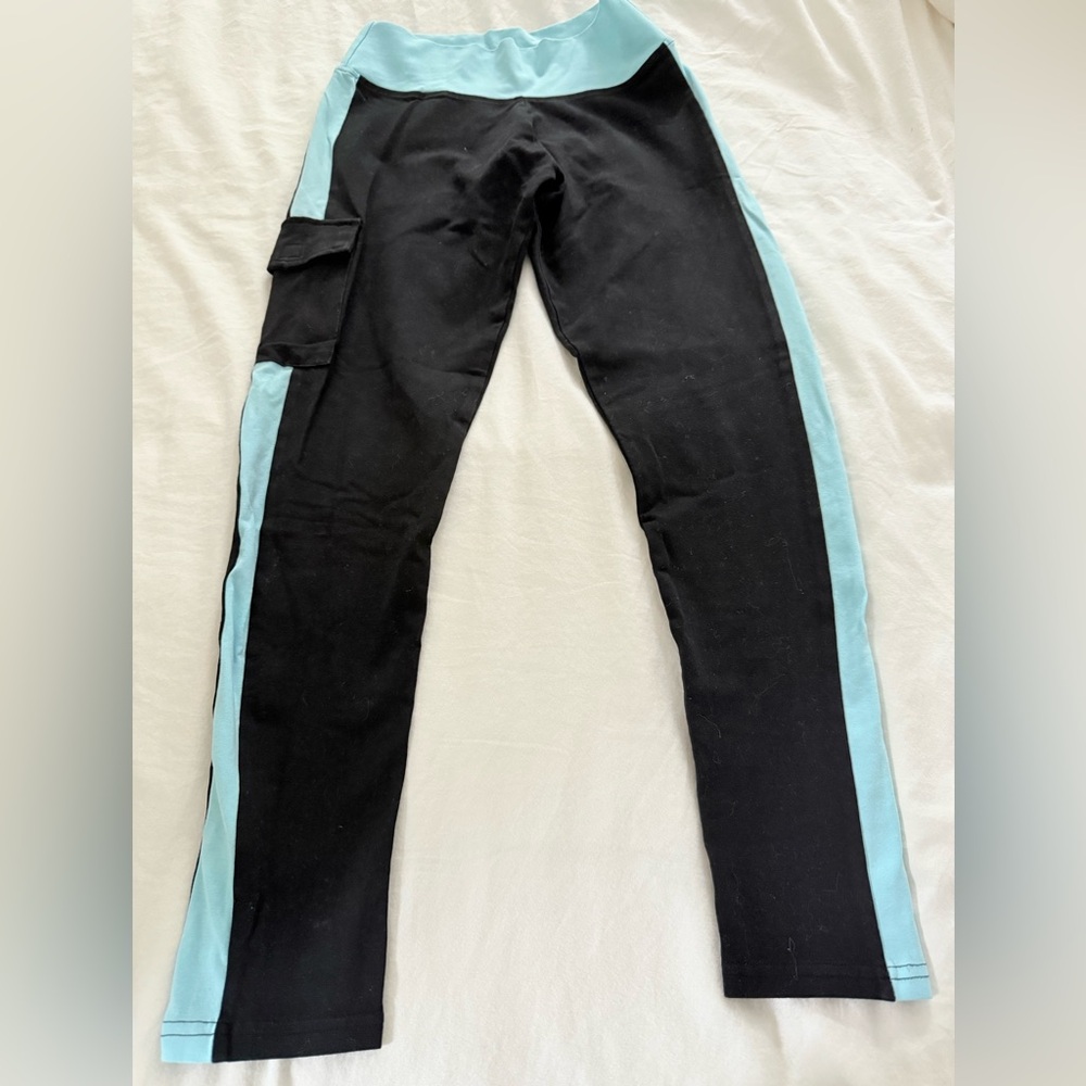 Stylish Black and Blue Ankle Leggings Sz S